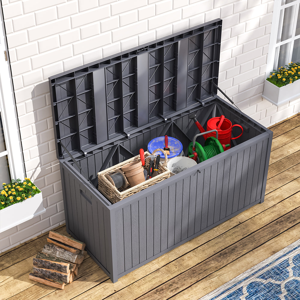 430L Grey Lockable Plastic Waterproof Garden Storage Box