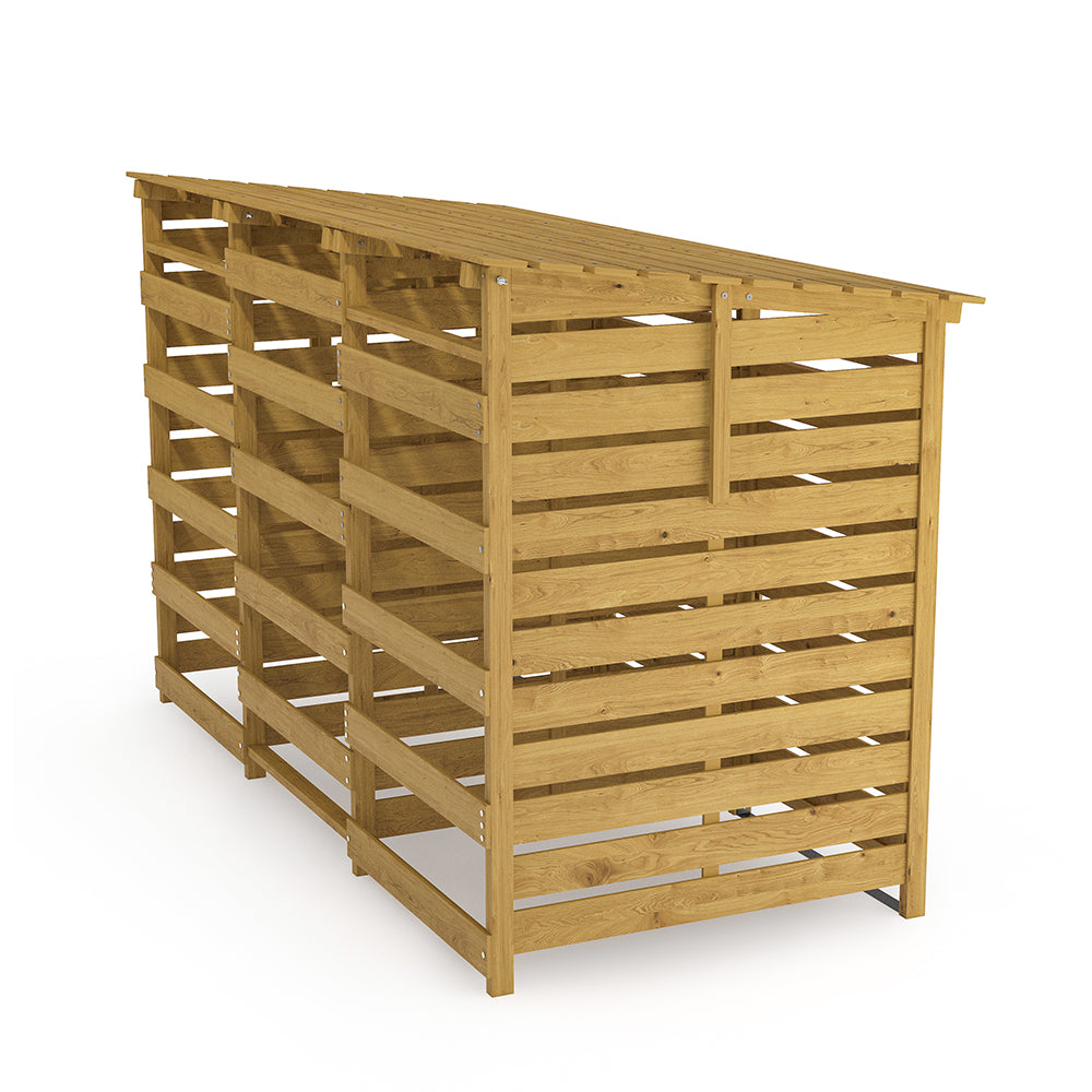 3x7ft Solid Outdoor Spruce Wood Trash Can Storage Shed
