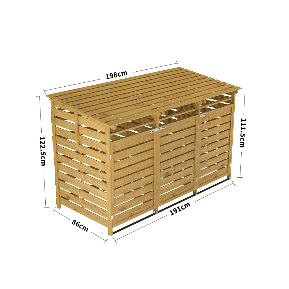 3x7ft Solid Outdoor Spruce Wood Trash Can Storage Shed