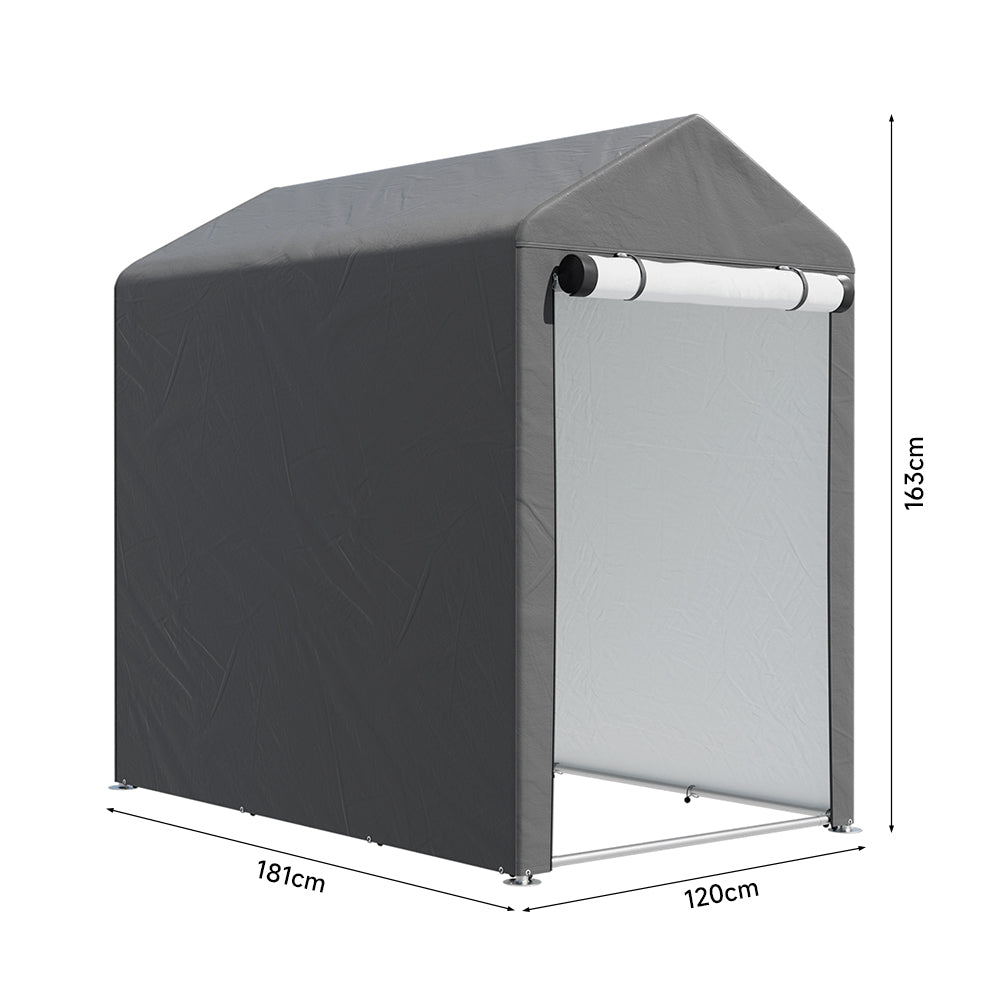 4x6ft Dark Grey Galvanized Tube Storage Shed