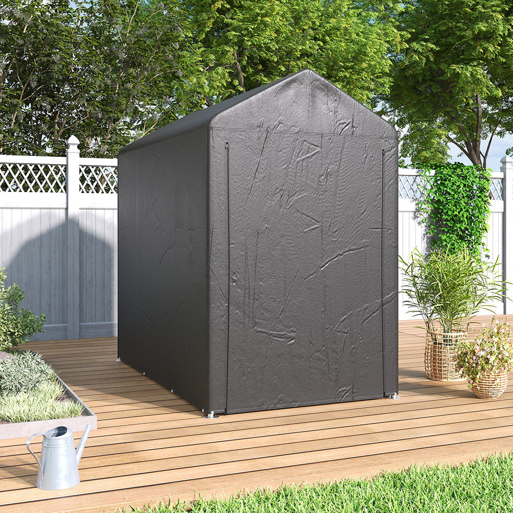 4x6ft Dark Grey Galvanized Tube Storage Shed