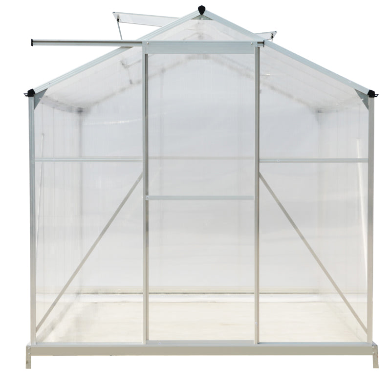 6x10ft White Framed Aluminium Greenhouse with Base and Window Opening