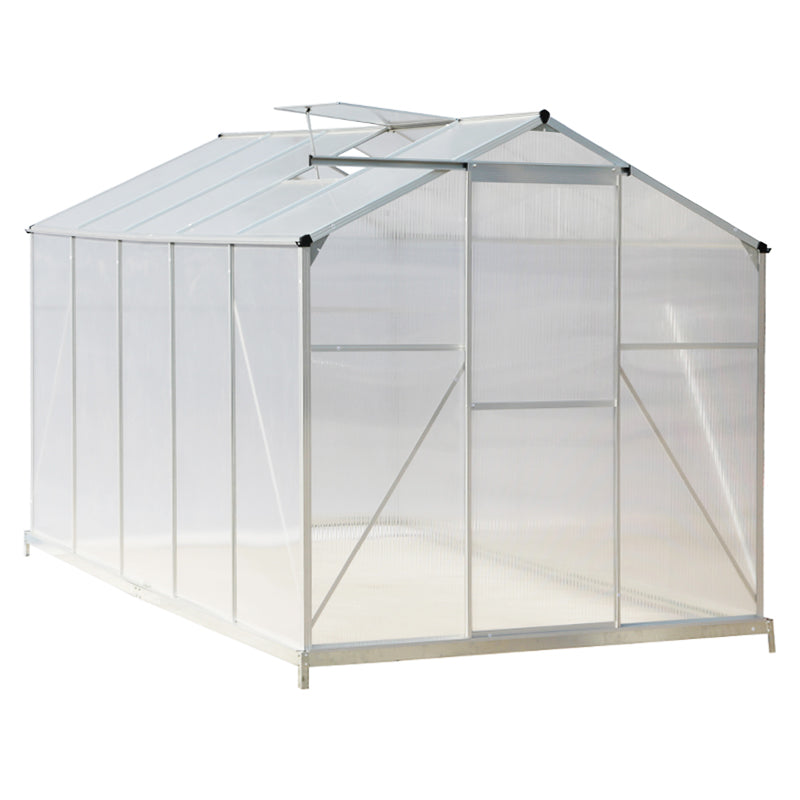 6x10ft White Framed Aluminium Greenhouse with Base and Window Opening