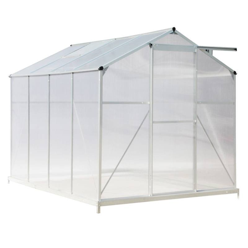 6ft W Aluminum Framed Greenhouse with Base and Window Opening