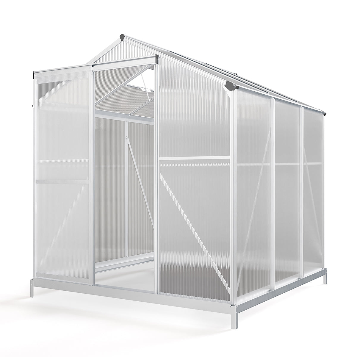 6x6ft White Framed Garden Greenhouse with Base