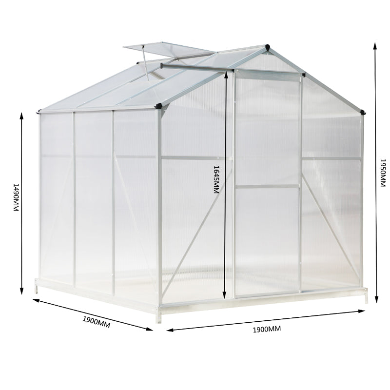 6x6ft White Framed Garden Greenhouse with Base