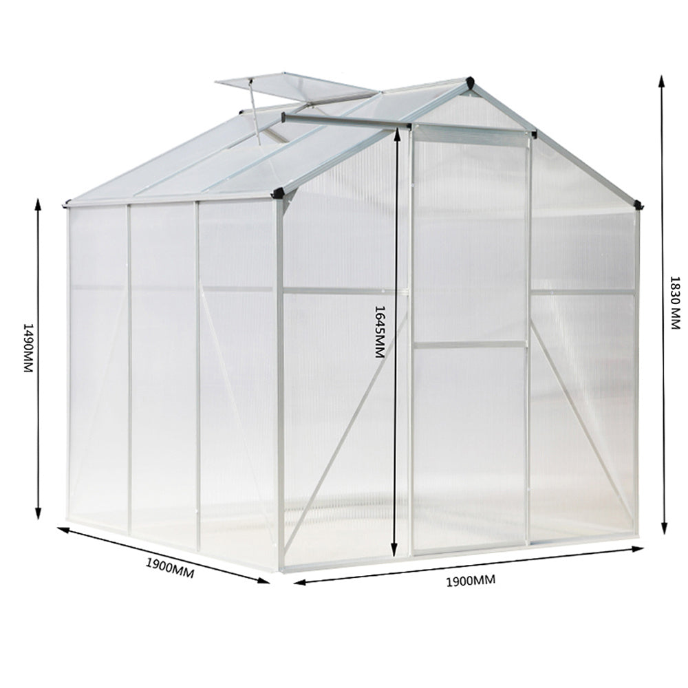 6x6ft White Framed Garden Greenhouse without Base