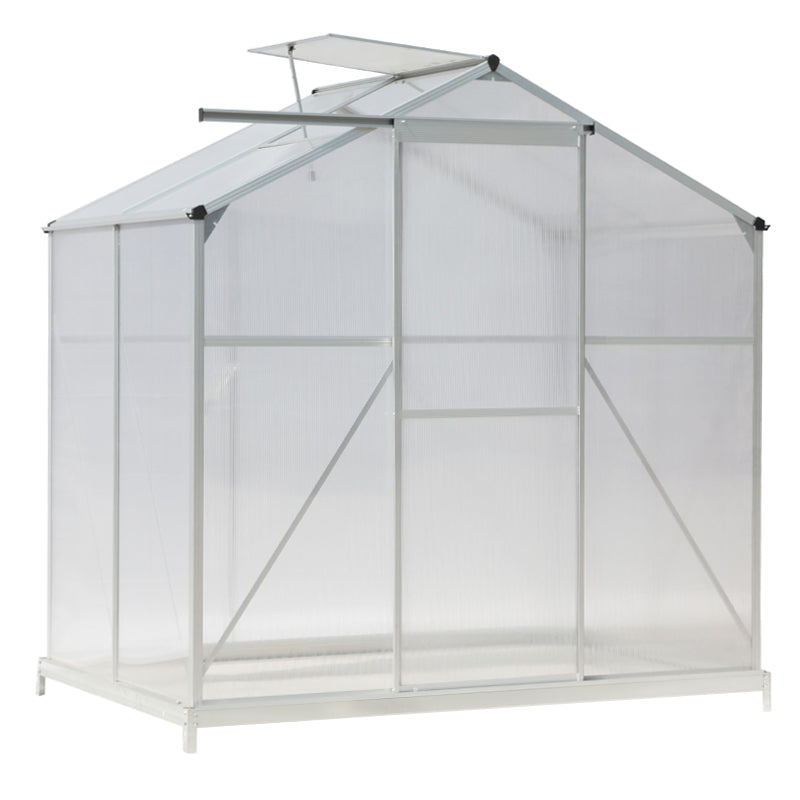 4x6ft White Framed One Vent Greenhouse with Base