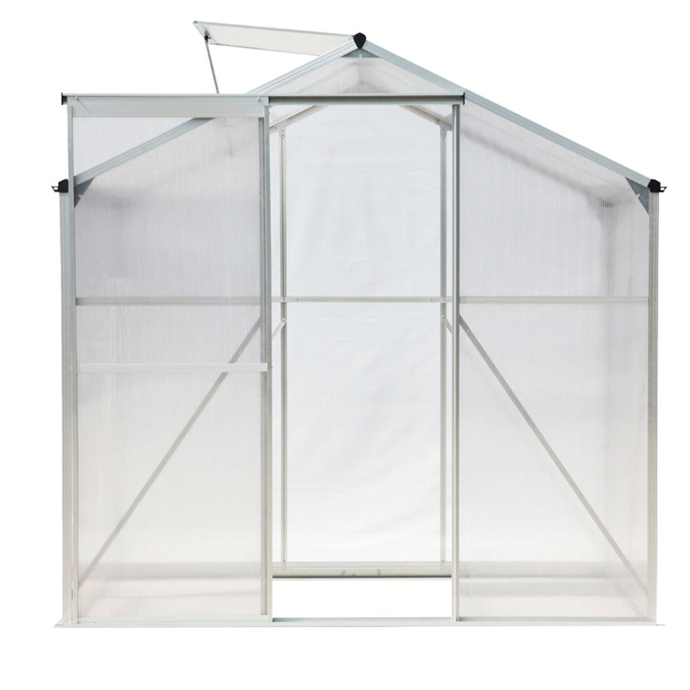 White Framed Aluminium Hobby Greenhouse with Window Opening