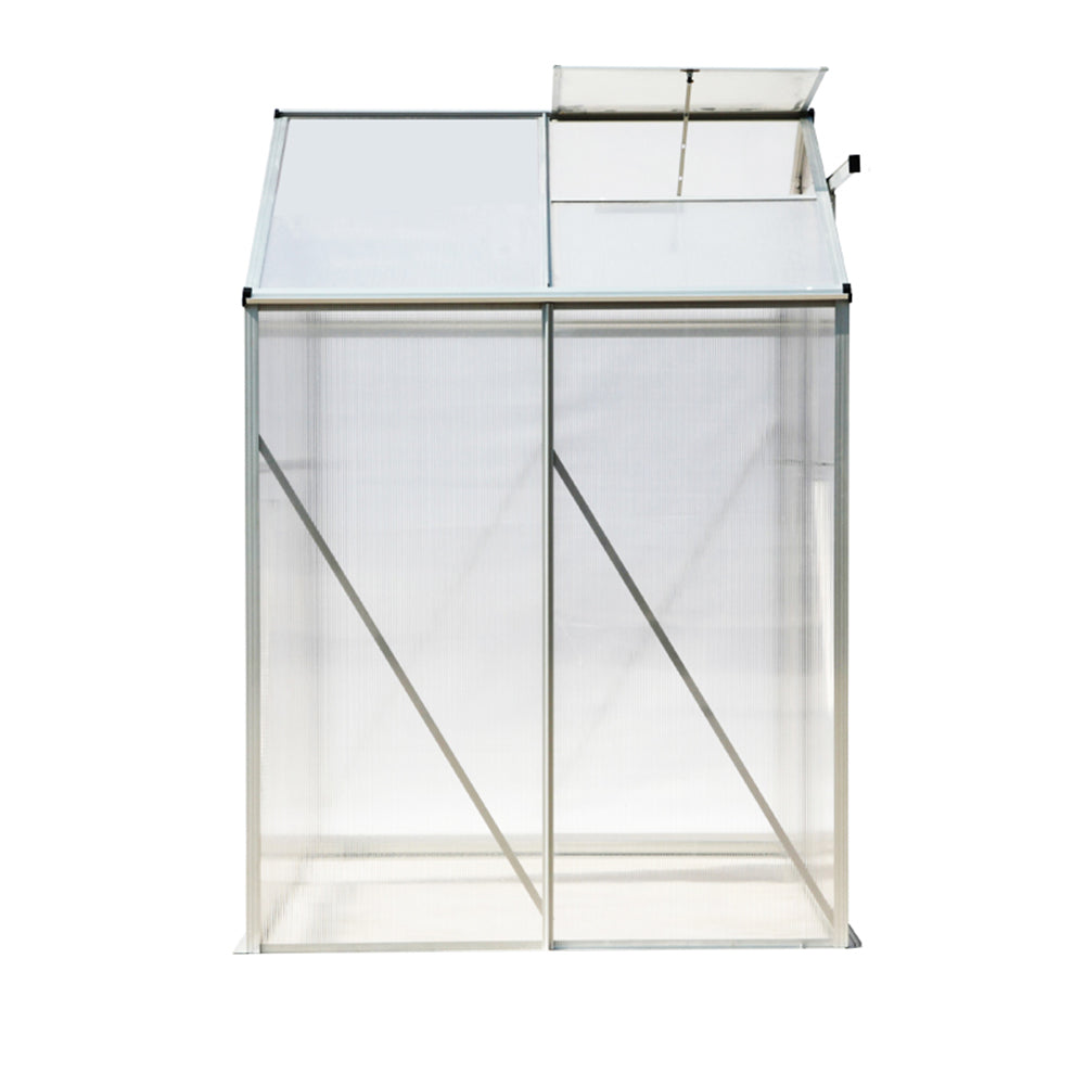 White Framed Aluminium Hobby Greenhouse with Window Opening