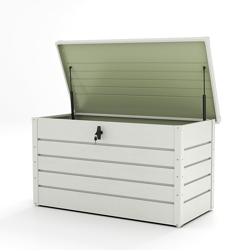 350L White Garden Waterproof Steel Lockable Storage Box