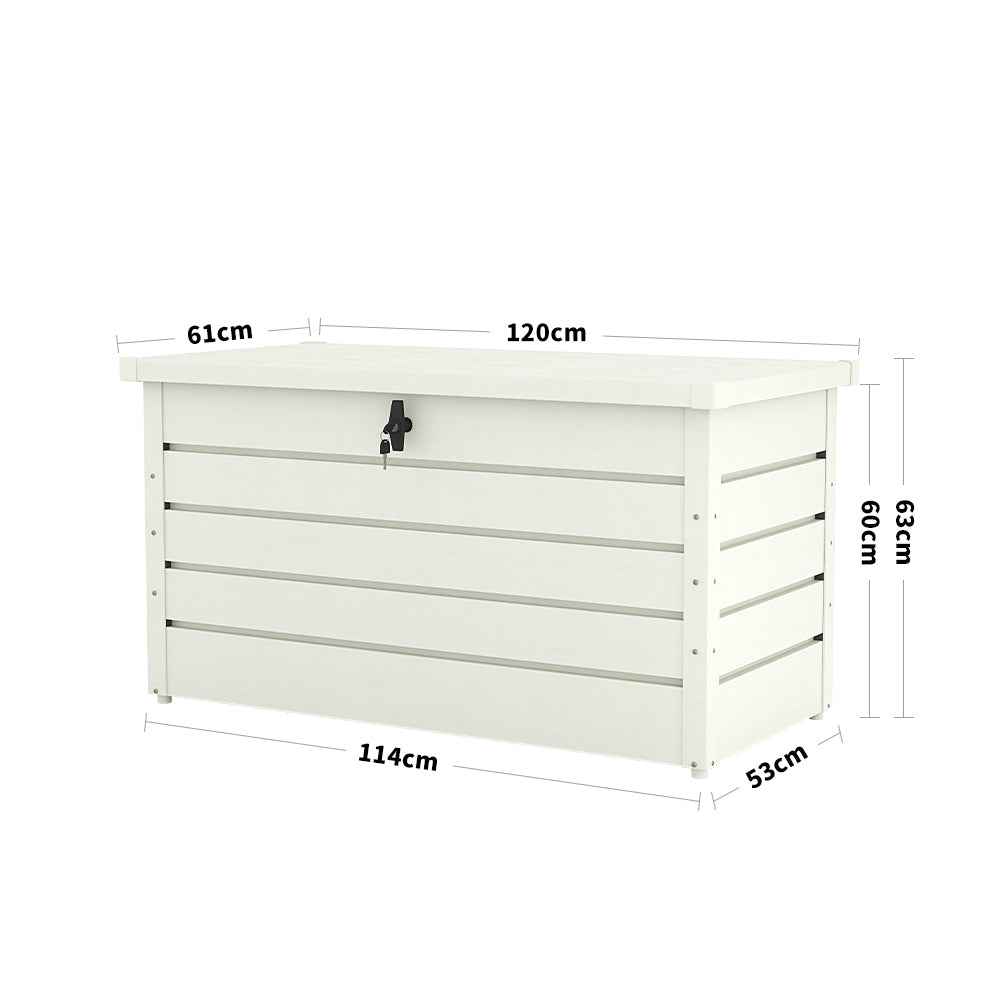 350L White Garden Waterproof Steel Lockable Storage Box