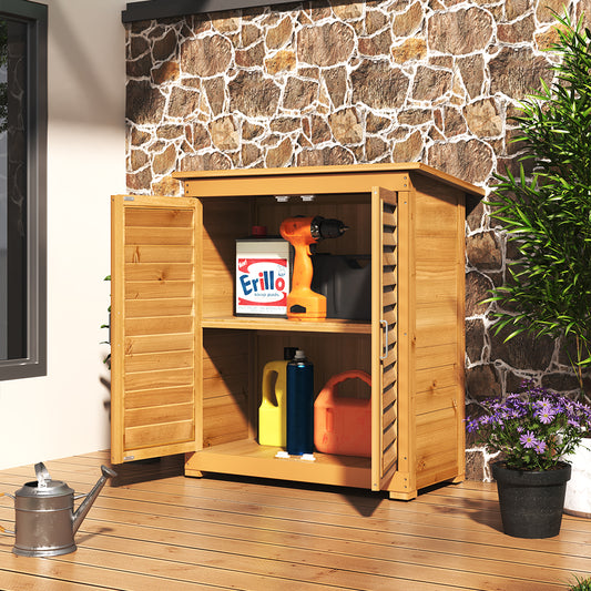 2x3ft Outdoor Solid Wood Storage Cabinet Garden Tool Shed