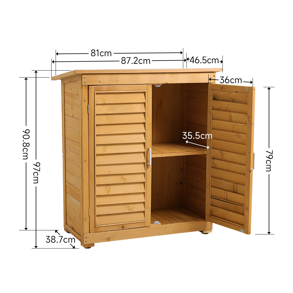 2x3ft Outdoor Solid Wood Storage Cabinet Garden Tool Shed