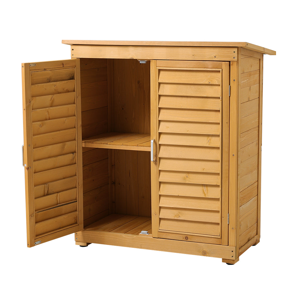 2x3ft Outdoor Solid Wood Storage Cabinet Garden Tool Shed