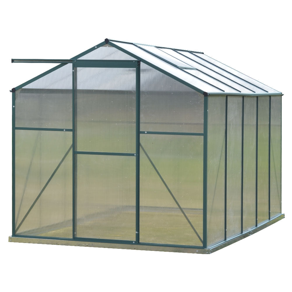 6*8ft Green Framed Aluminium Greenhouse with Window Opening