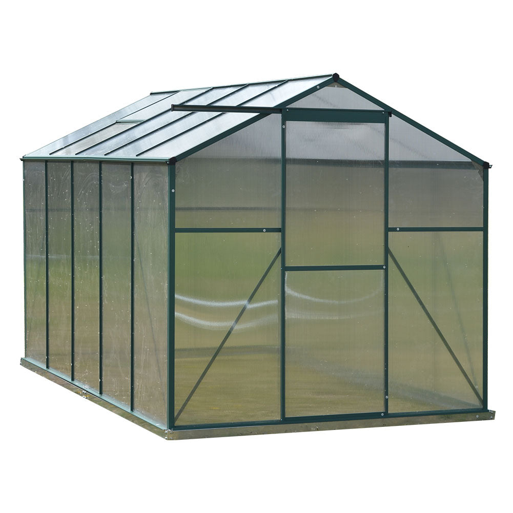 6*8ft Green Framed Aluminium Greenhouse with Window Opening