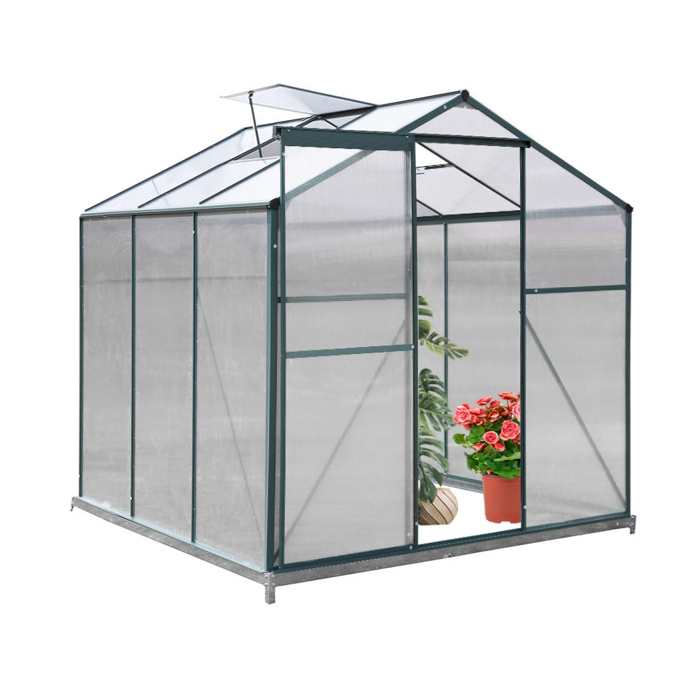 6x6ft Aluminium Framed Garden Greenhouse with Base