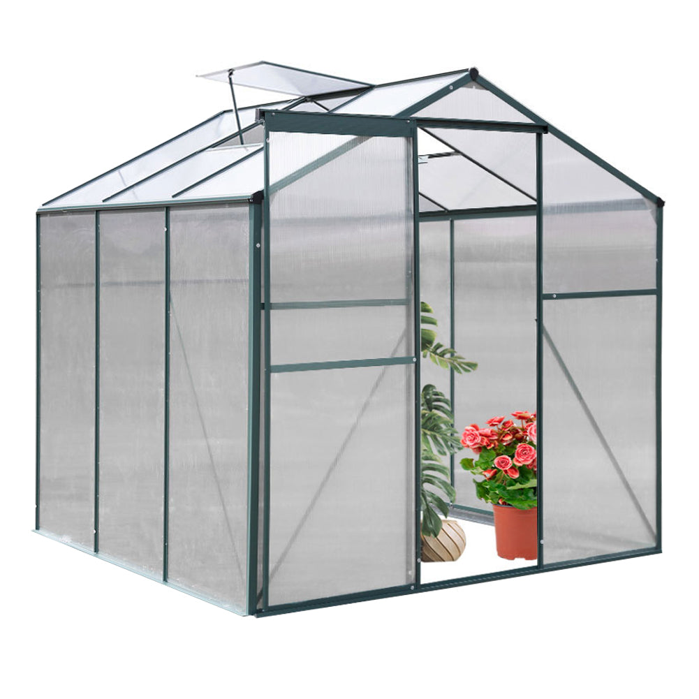 6x6ft Green Framed Garden Greenhouse with One Vent