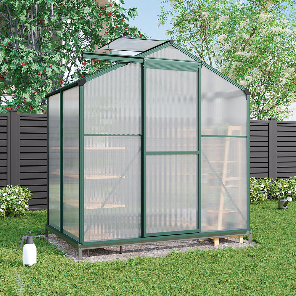4x6ft Garden Greenhouse Green Framed with Vent