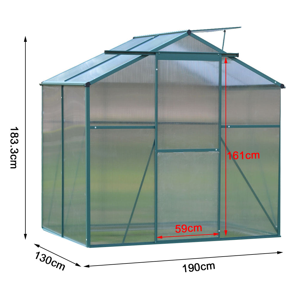 4x6ft Green Framed Garden Greenhouse with Vent