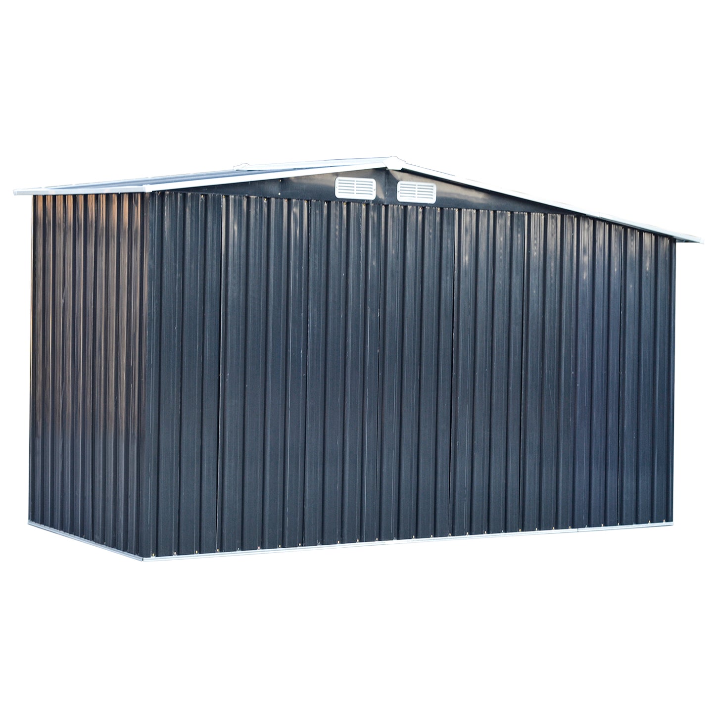 4*8ft Grey Galvanized Steel Garden Metal Storage Shed with Log Storage