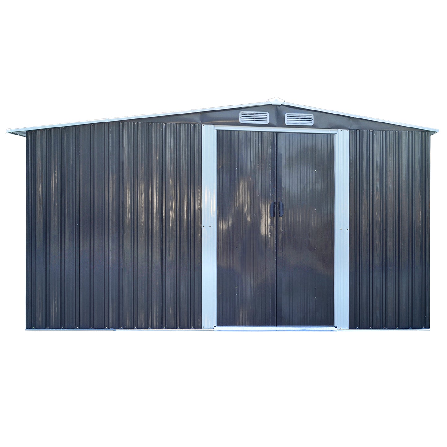 4*8ft Grey Galvanized Steel Garden Metal Storage Shed with Log Storage
