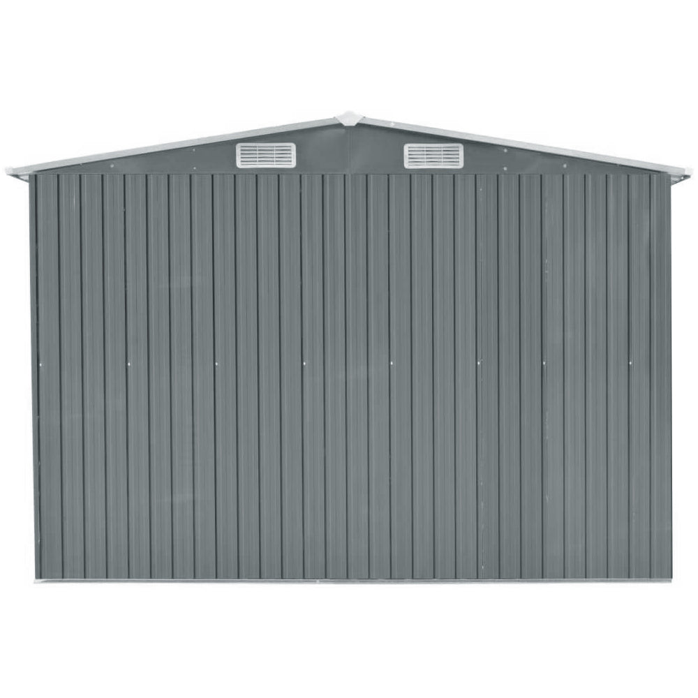 10x12ft Black Metal Garden Storage Shed with Gabled Roof Top