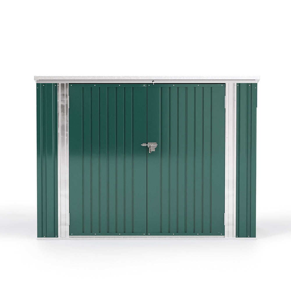 3x6ft Green Lockable Steel Garden Bin Storage Shed