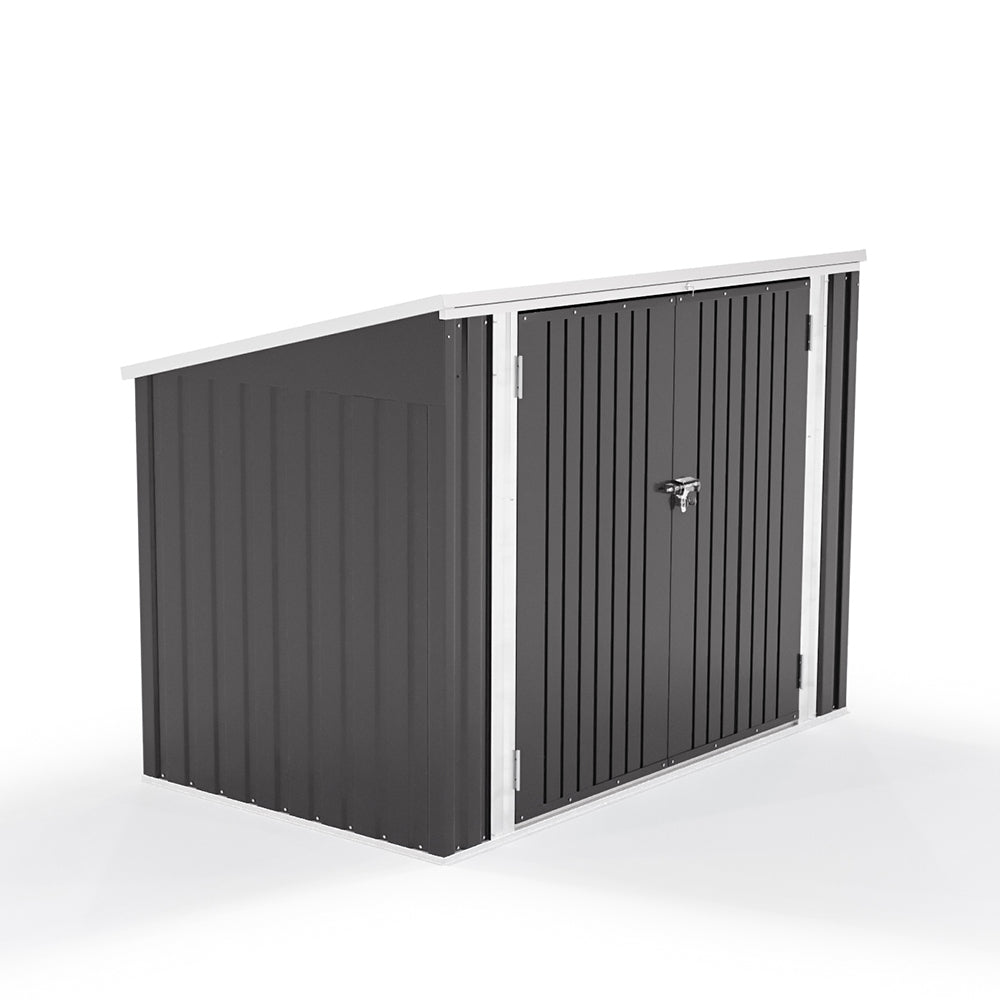3x6ft Charcoal Black Lockable Steel Garden Bin Storage Shed