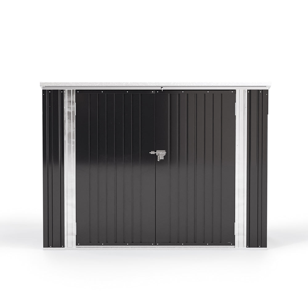 3x6ft Charcoal Black Lockable Steel Garden Bin Storage Shed