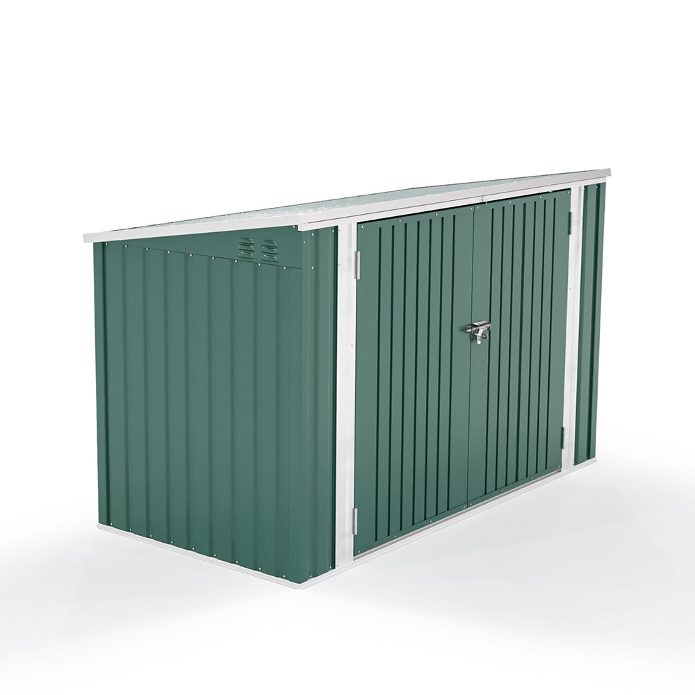 3x7ft Green Lockable Stainless Steel Bicycle Storage Shed