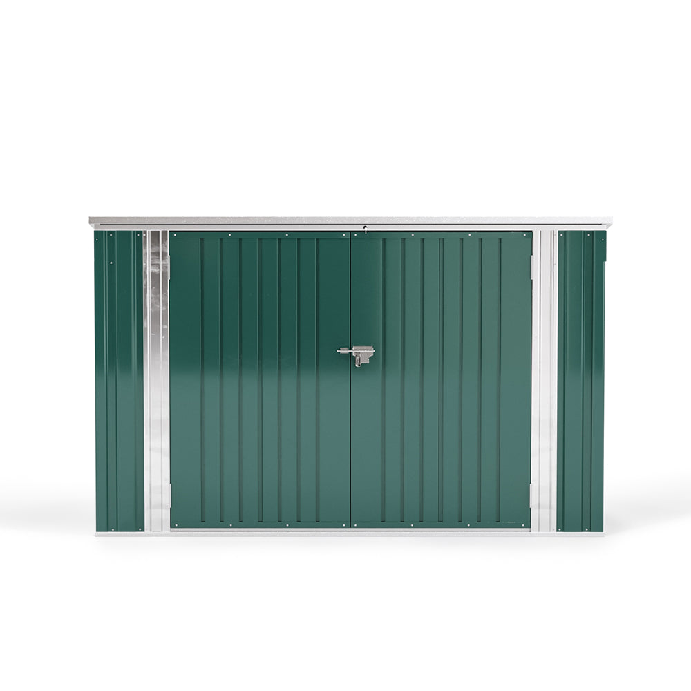 3x7ft Green Lockable Stainless Steel Bicycle Storage Shed
