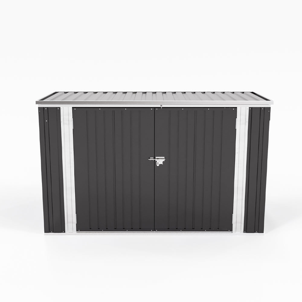 3x7ft Charcoal Black Lockable Stainless Steel Bicycle Storage Shed
