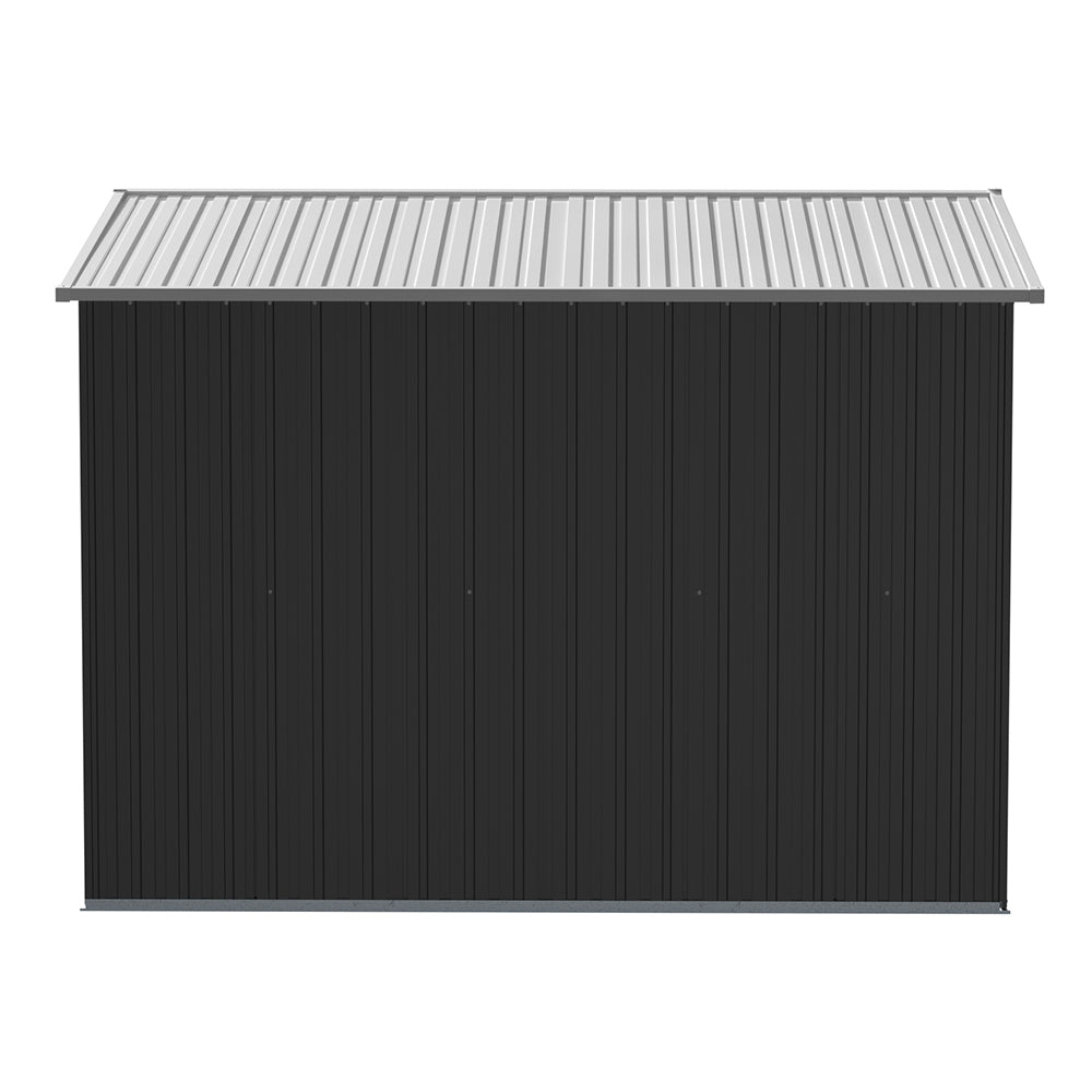 4x8ft Black Metal Garden Storage Shed with Lockable Sliding Doors