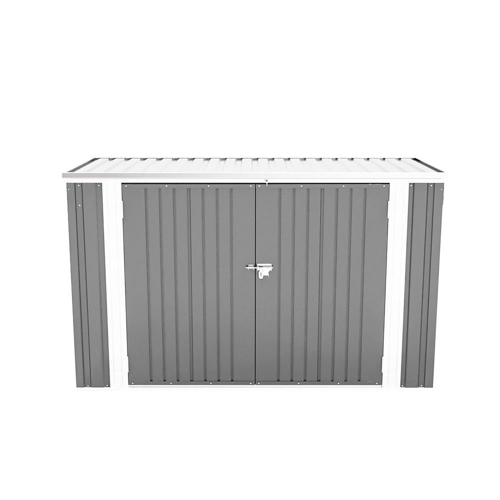 3x7ft Grey Lockable Stainless Steel Bicycle Storage Shed