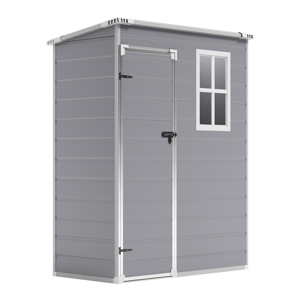 3x5ft Grey Plastic Lockable Outdoor Garden Tool Shed with Window