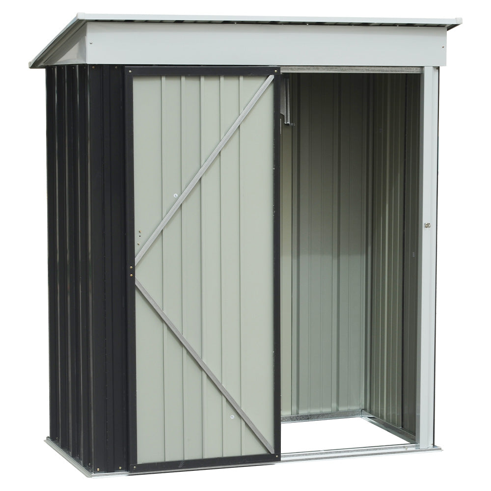 3x5ft Black Metal Garden Storage Tool Shed with Shelves