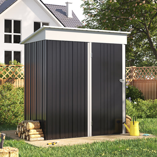 3x5ft Black Metal Garden Storage Tool Shed with Shelves