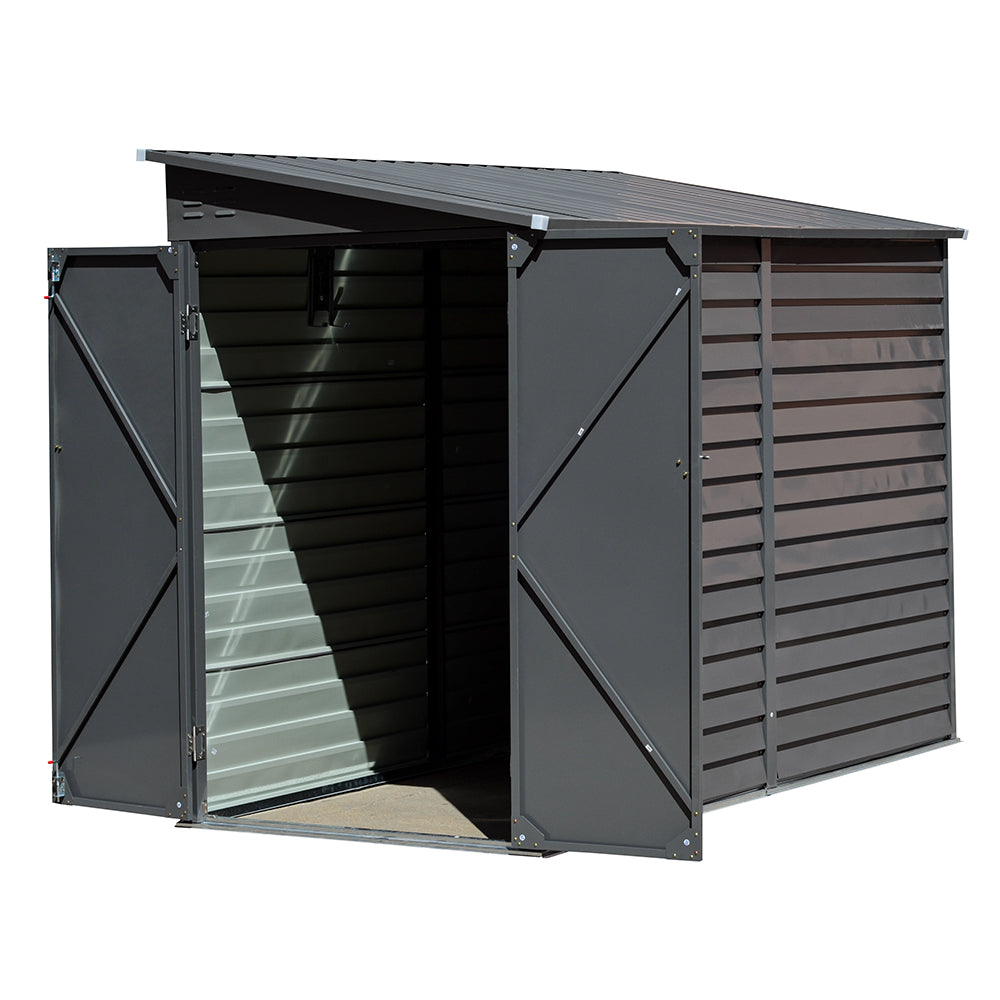 5x9ft Grey Outdoor Lockable Steel Garden Storage Shed