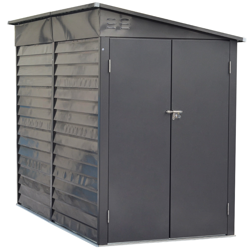 5x9ft Grey Outdoor Lockable Steel Garden Storage Shed