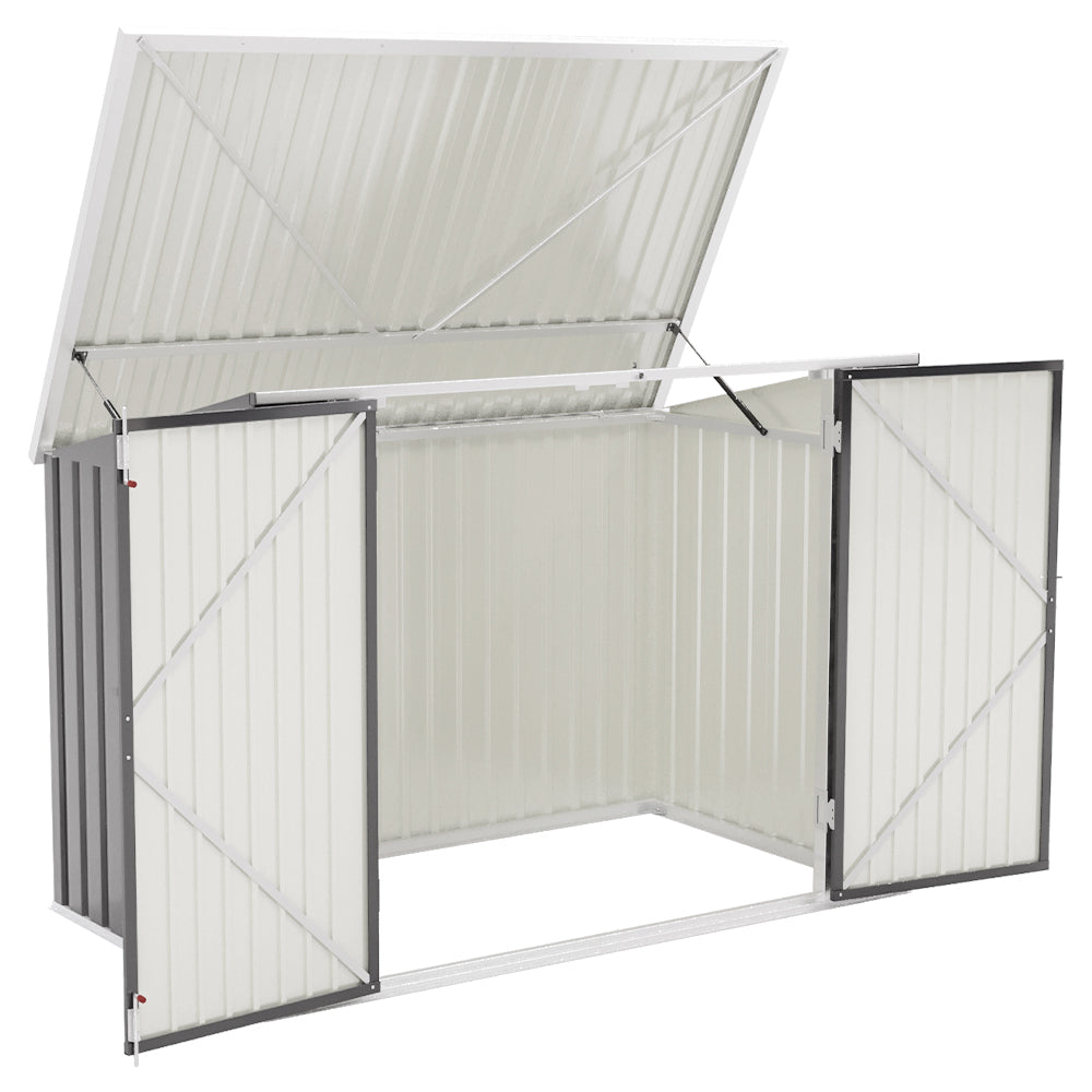 3x6ft Grey Lockable Steel Trash Can Recycle Bin Enclosure Storage Shed