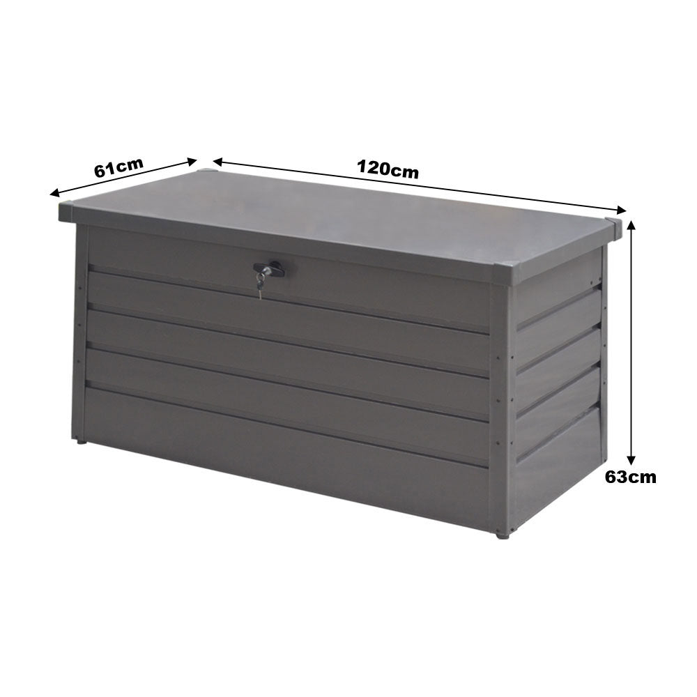 350L Grey Metal Lockable Garden Storage Box