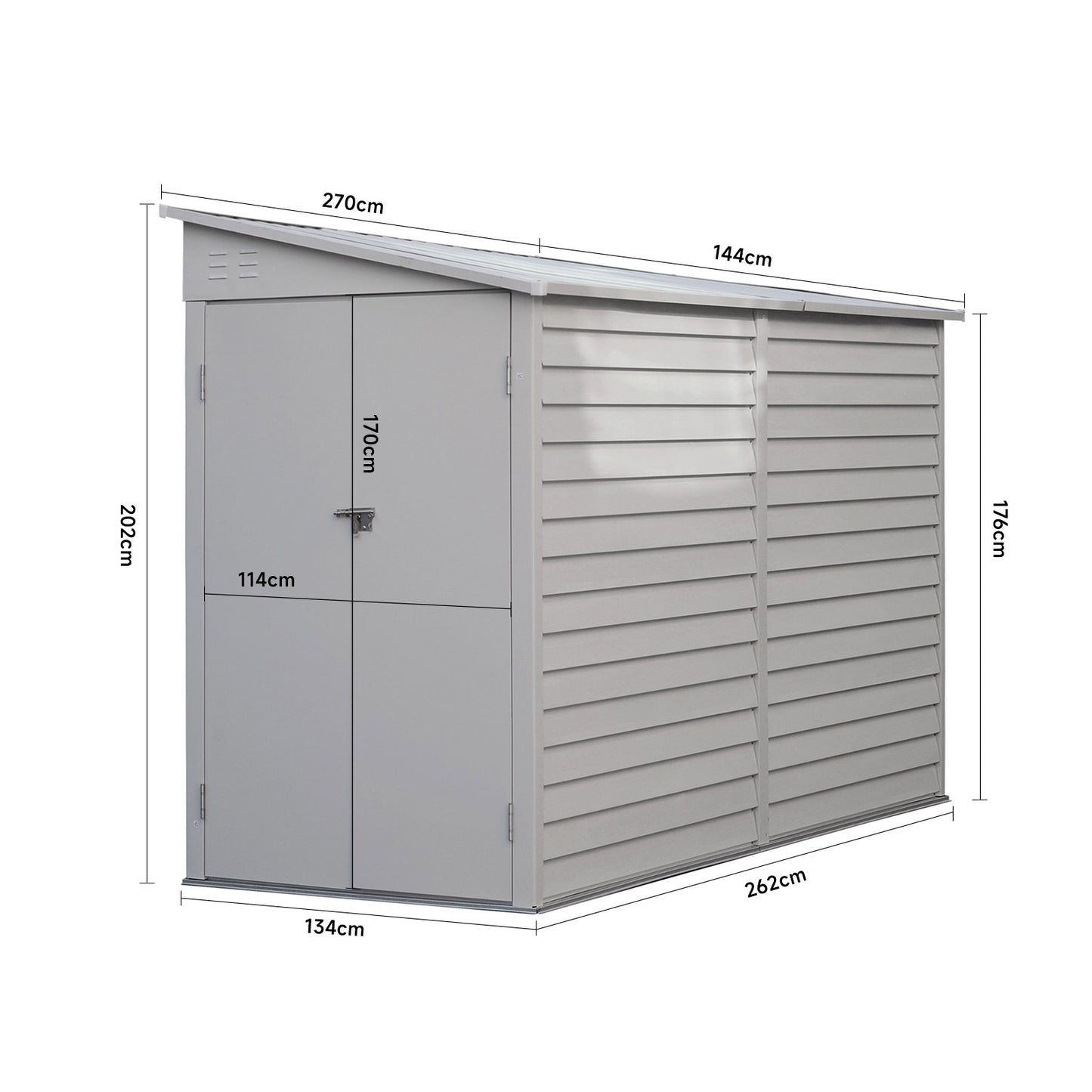 5x9ft White Outdoor Lockable Steel Garden Storage Shed