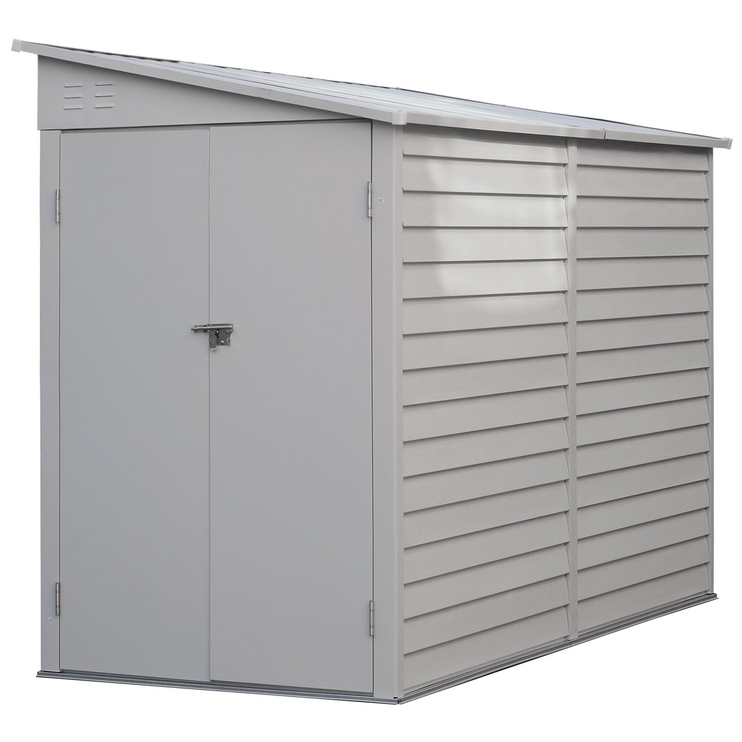 5x9ft White Outdoor Lockable Steel Garden Storage Shed