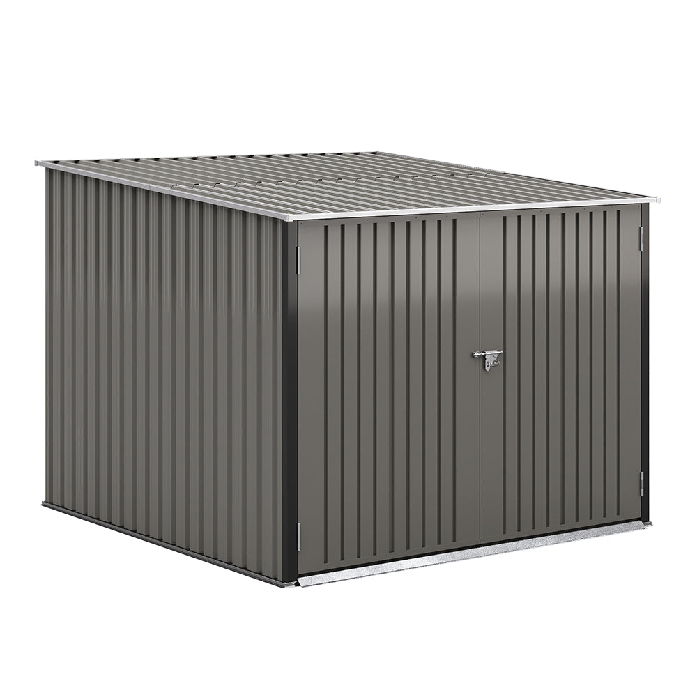 6x7ft Grey Steel Garden Lockable Bike Shed Bicycle Storage Shed