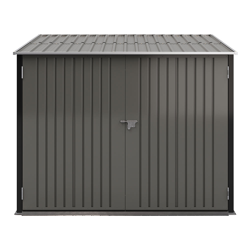 6x7ft Grey Steel Garden Lockable Bike Shed Bicycle Storage Shed