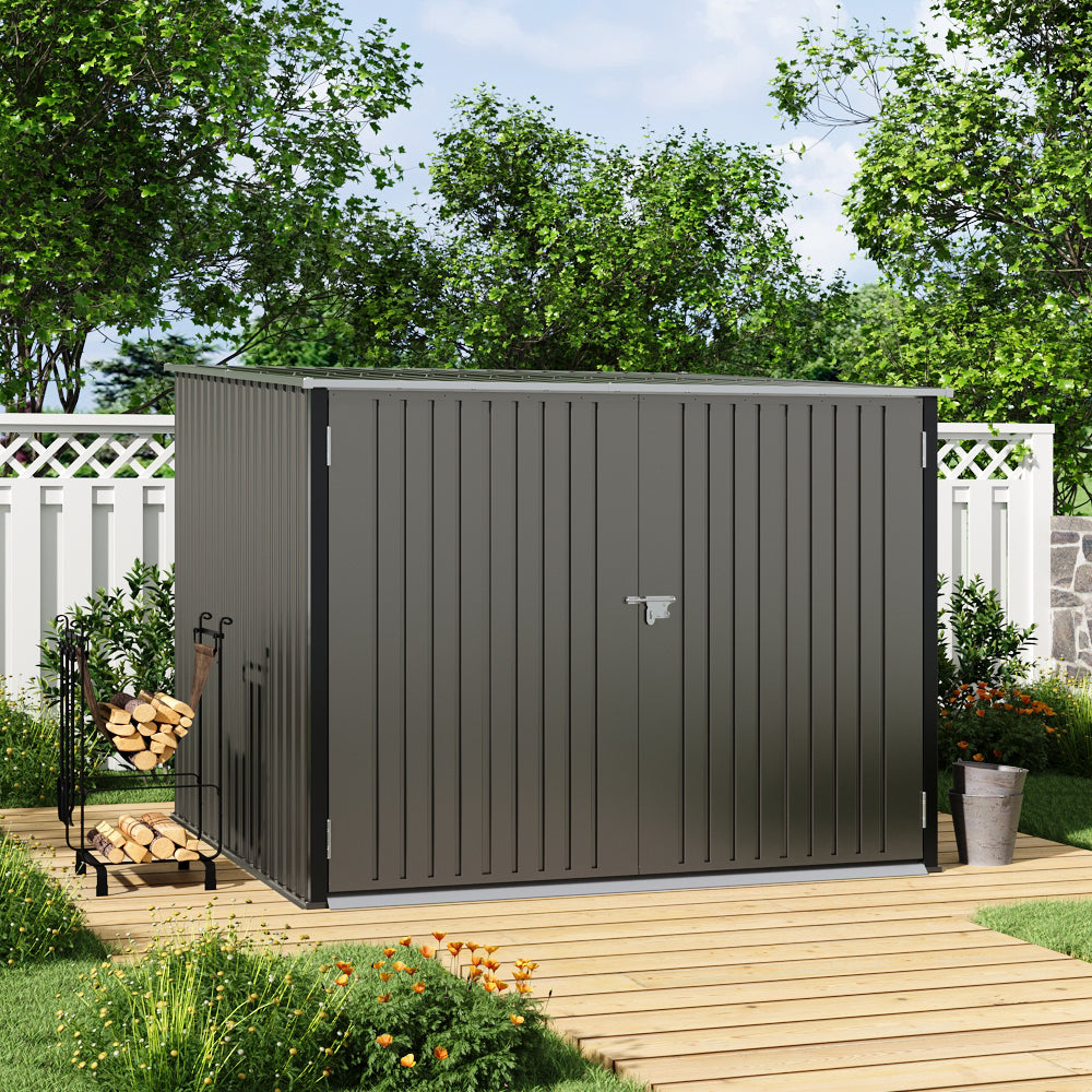 6x7ft Grey Steel Garden Lockable Bike Shed Bicycle Storage Shed