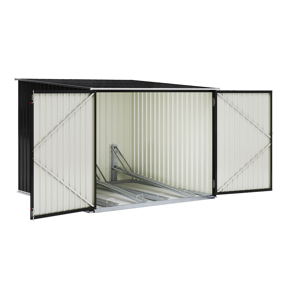 6x7ft Black Garden Galvanized Steel Bicycle Storage Shed
