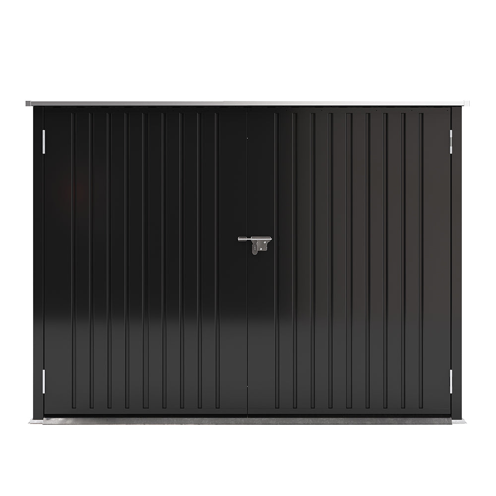 6x7ft Black Garden Galvanized Steel Bicycle Storage Shed